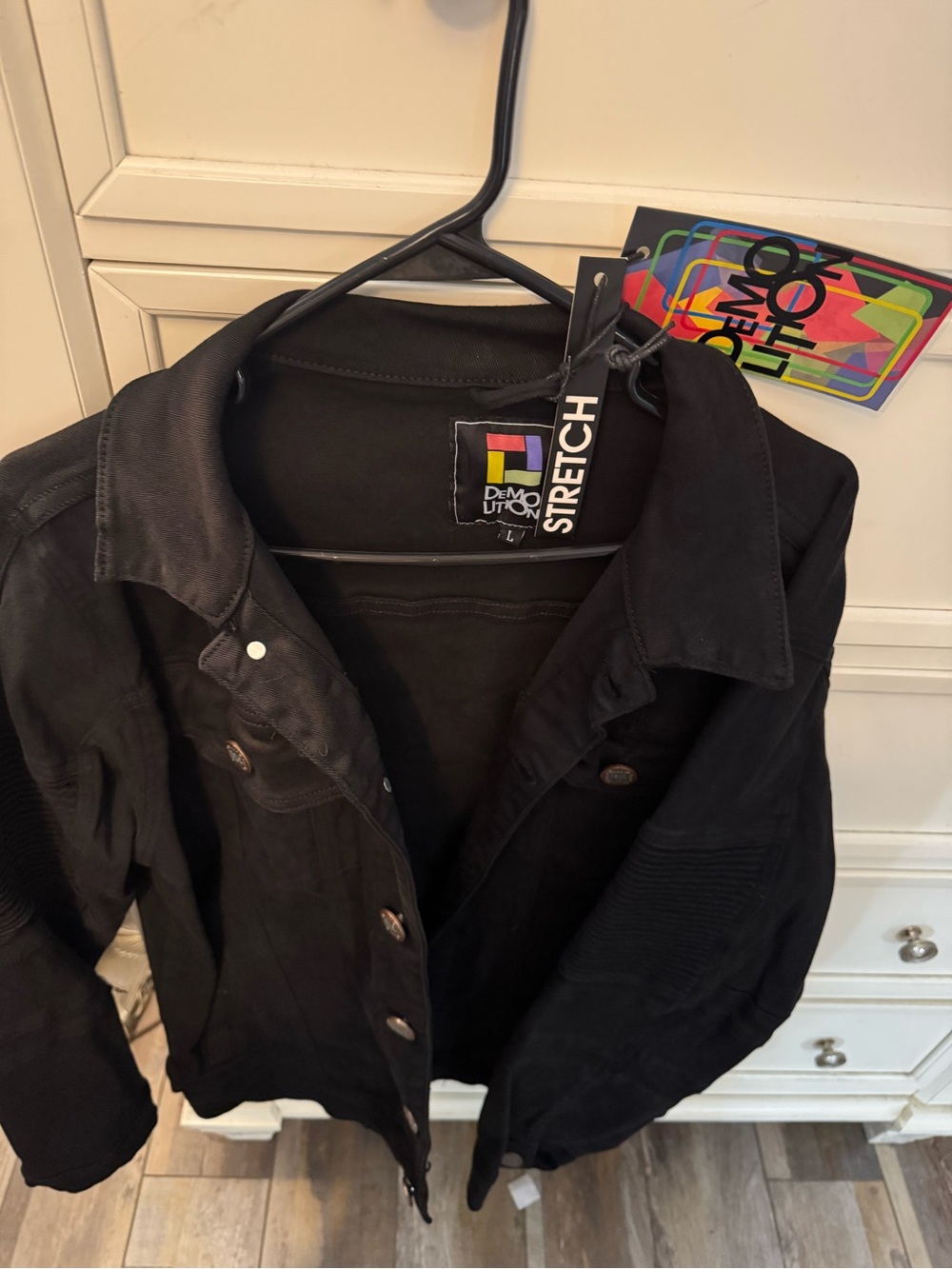 Demolition Stretch Button Down Black Jacket for Men Size Large NWTs